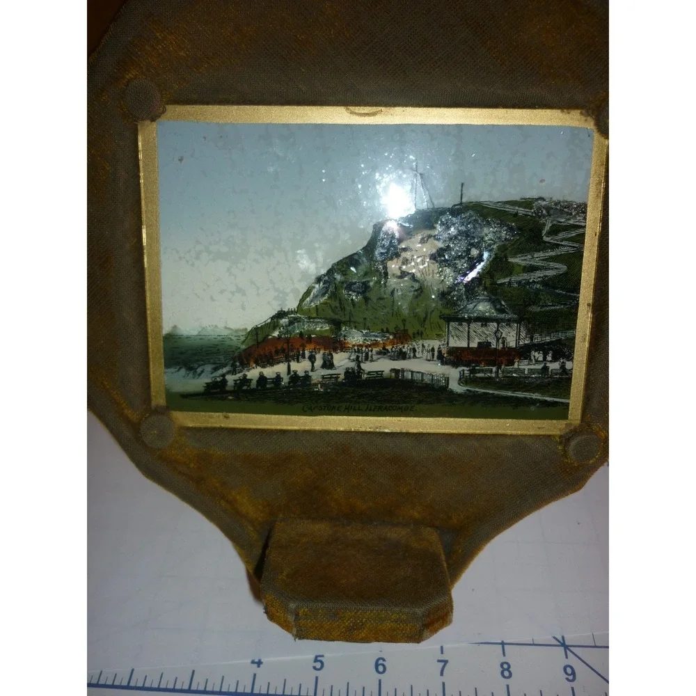 England Ilfracombe Capstone Hill Antique Reverse Glass Painting Wall Hanging 4x6